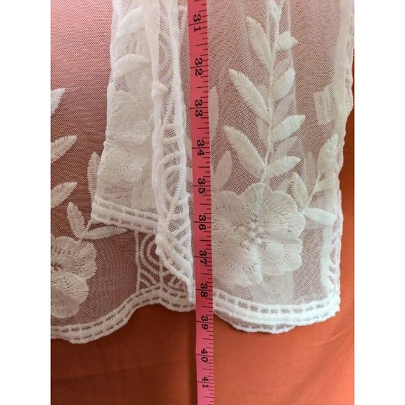 White Sheer Embroidered Mesh Kimono Duster Size 2XL Boho Cottagecore Festival - Picture 3 of 6